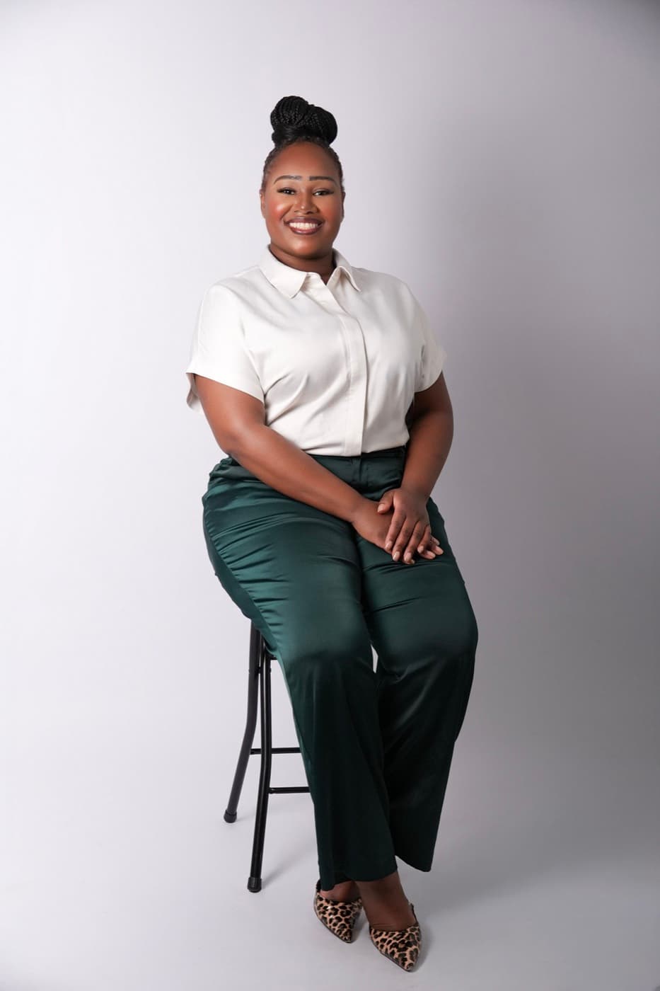 Bianca Mouton, founder of Twinspire, seated portrait