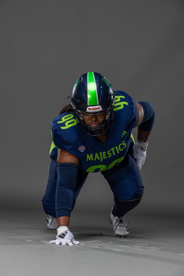 Bianca Mouton, number 90, Seattle Majestics media day, February 2025.